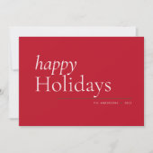 Red Simple Serif Happy Holiday Feestdagenkaart (Voorkant)