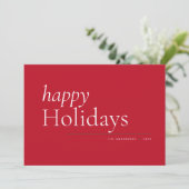 Red Simple Serif Happy Holiday Feestdagenkaart (Staand voorkant)