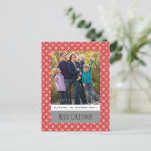 Red Simple Snowflake Holiday Photo Briefkaart (Staand voorkant)