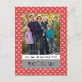 Red Simple Snowflake Holiday Photo Briefkaart