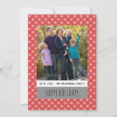 Red Simple Snowflake Holiday Photo Flat Kaart (Voorkant)