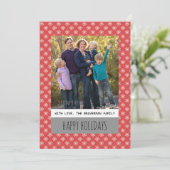 Red Simple Snowflake Holiday Photo Flat Kaart (Staand voorkant)