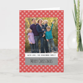 Red Simple Snowflake Holiday Photo Wenskaart Feestdagen Kaart