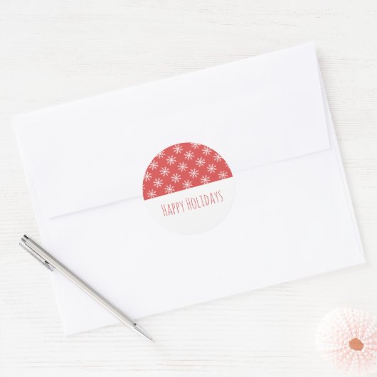 Red Simple Snowflake Holiday Stickers (Envelop)