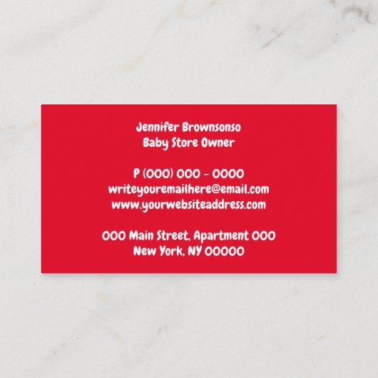 Red Simple Typography Kinder Play Visitekaartje (Achterkant)