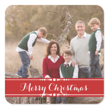 Red Simply Chic Holiday Foto Stickers