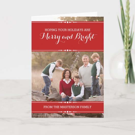 Red Simply Chic Holiday-fotokaart Feestdagen Kaart (Voorkant)