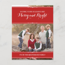 Red Simply Chic Holiday Photo Briefkaart