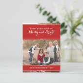 Red Simply Chic Holiday Photo Briefkaart (Staand voorkant)