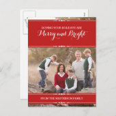 Red Simply Chic Holiday Photo Briefkaart (Voorkant / Achterkant)