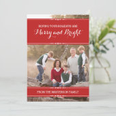 Red Simply Chic Holiday Photo Flat Kaart (Staand voorkant)