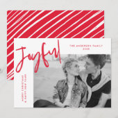 Red Simply Joyful Foto Feestdagenkaart (Voorkant / Achterkant)