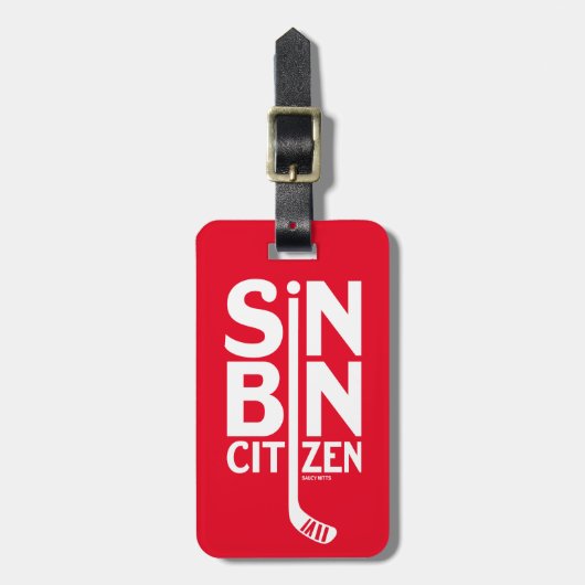 Red Sin Bin Citizen Hockey Bag Bagagelabel (Voorkant verticaal)