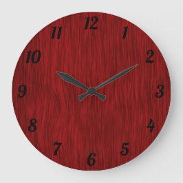 Red Sined Woodgrain look Clock Grote Klok