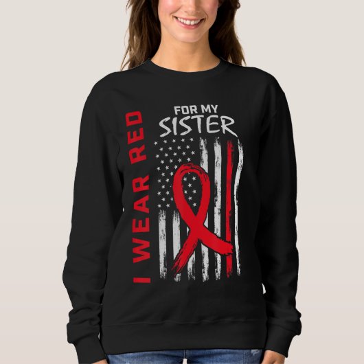 Red Sister Heart Disease Awareness USA Flag Matchi Trui (Voorkant)