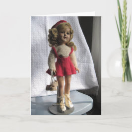 Red Skater Doll 1 Wenskaart - Blank Feestdagen Kaart
