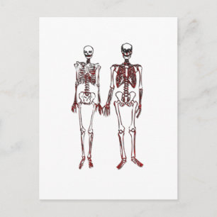Red Skeleton Couple Briefkaart
