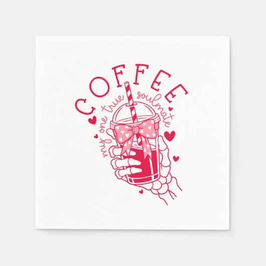 Red Skeleton Hand Coffee Soulmate Hearts Servet (Voorkant)