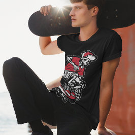 Red Skeleton Riding Skateboard Cool Mannen T-shirt