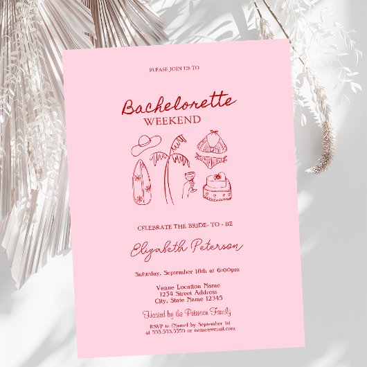 Red Sketch Bikini's & Martini's Kaart