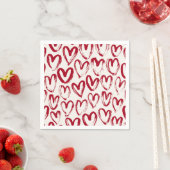 Red Sketch Heart Patterns Hand-Drawn Doodle-Style Servet (Insitu)