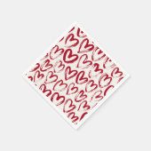 Red Sketch Heart Patterns Hand-Drawn Doodle-Style Servet (Hoek)
