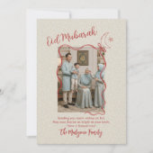 Red Sketch Ribbon Crescent Moon Photo Eid Mubarak Feestdagenkaart (Voorkant)
