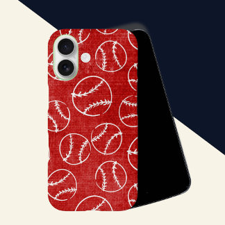 Red Sketched Baseball iPhone 16 Hoesje