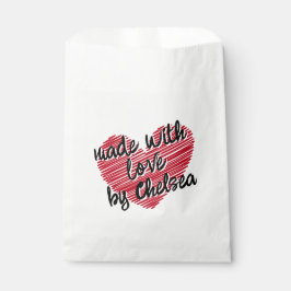 Red Sketchy Heart Made With Love Bedankzakje