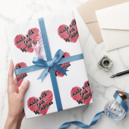 Red Sketchy Heart Made With Love Cadeaupapier