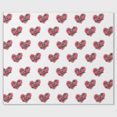 Red Sketchy Heart Made With Love Cadeaupapier (Vlak)