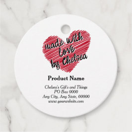 Red Sketchy Heart "Made with Love" Product Label