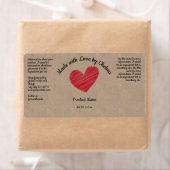 Red Sketchy Heart "Made with Love" Productlabel Etiket (Insitu)