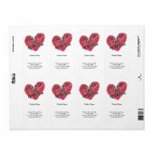 Red Sketchy Heart "Made with Love" Productlabel Etiket (Full Sheet)
