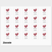 Red Sketchy Heart "Made with Love" Productlabel Vierkante Sticker (Vel)