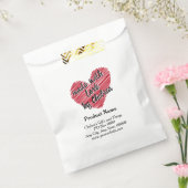 Red Sketchy Heart "Made with Love" Productzak Bedankzakje (Gezegeld)