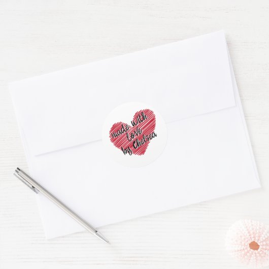 Red Sketchy Heart "Made with Love" Sticker (Envelop)
