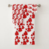 Red Sketchy Hearts Design Bath-handdoekset Bad Handdoek (Insitu)
