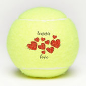 Red Sketchy Hearts Tennis Ball Tennisballen (Voorkant)