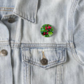 Red Skimmia Berries Badge Ronde Button 3,2 Cm (In situ)
