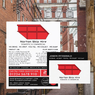 Red Skip, Skip/Dumpster Company Adverteren Flyer