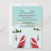 Red Skis Invitation Kaart (Voorkant)