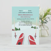 Red Skis Invitation Kaart (Staand voorkant)