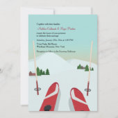 Red Skis Wedding Invitation Kaart (Voorkant)