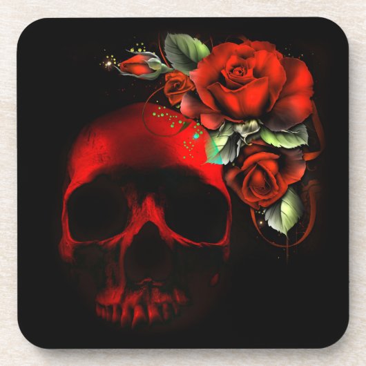 Red skull and roses onderzetter (Voorkant)
