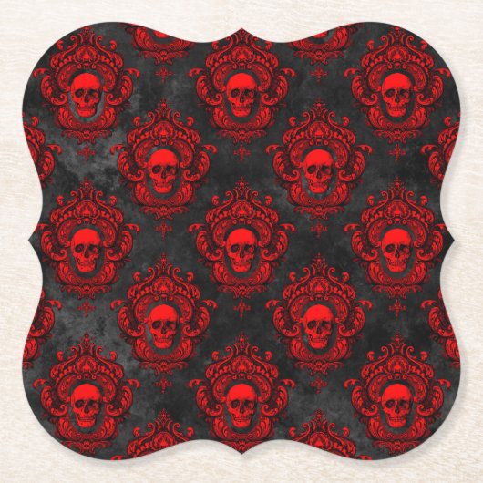 Red Skull en Gothic Black Kartonnen Onderzetters (Voorkant)