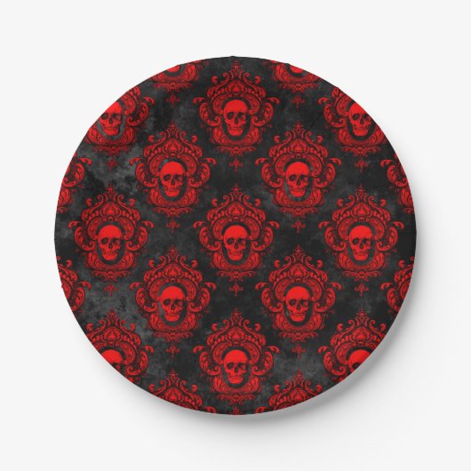 Red Skull en Gothic Black Papieren Bordje (Voorkant)