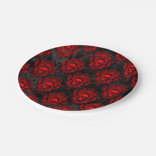 Red Skull en Gothic Black Papieren Bordje (Gekanteld)