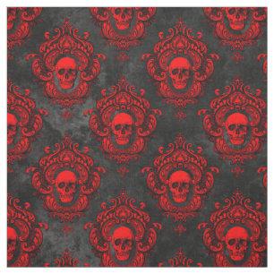 Red Skull en Gothic Black Stof