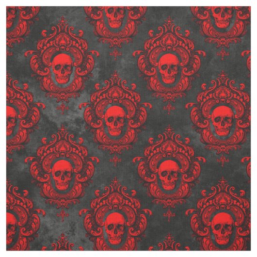 Red Skull en Gothic Black Stof (Swatch)